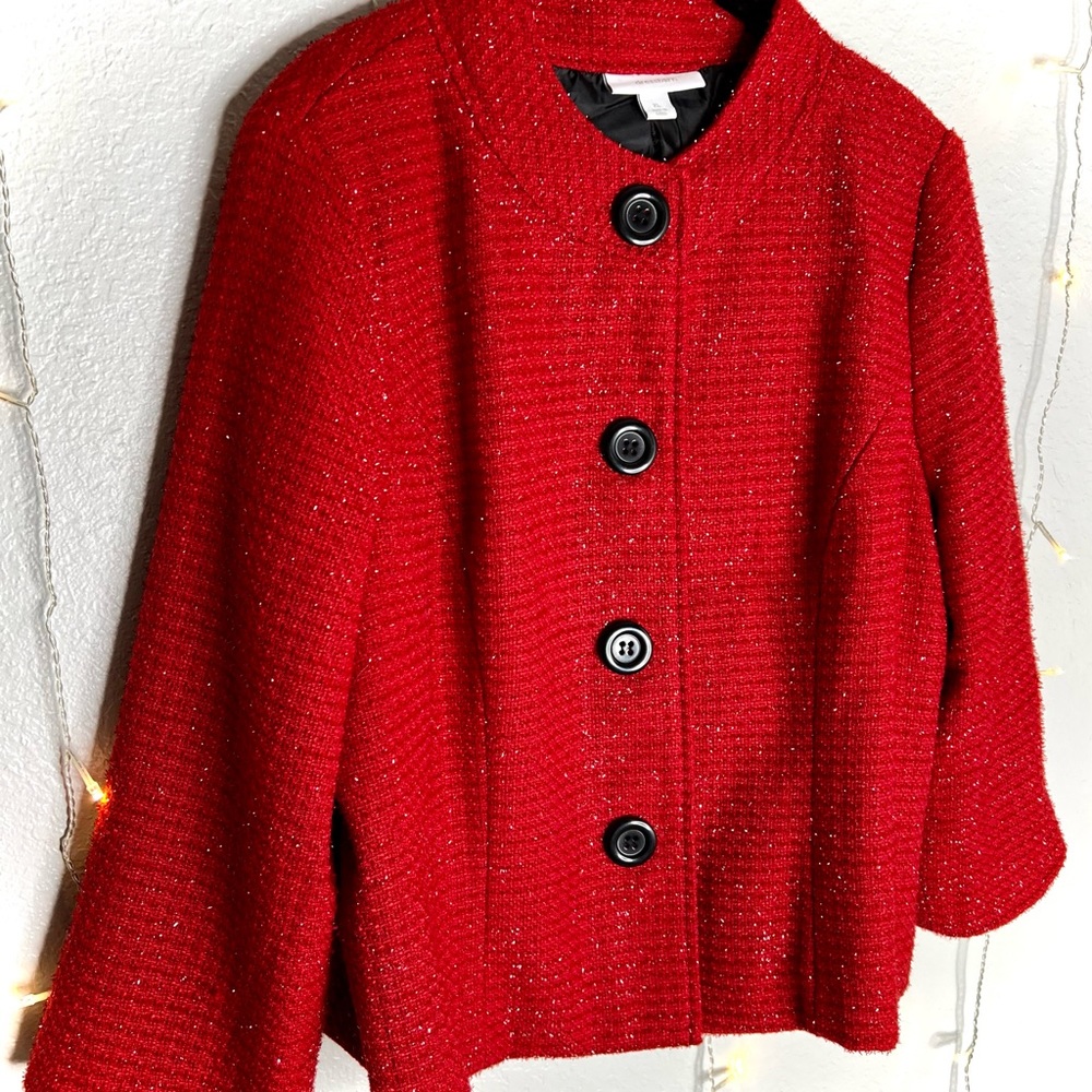 XL Glittering Red Christmas Festive Blazer Jacket